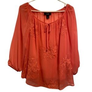 AGB Embroidered Floral Layered Blouse Size Medium